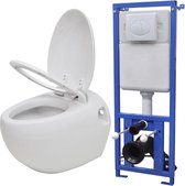 Hangend ei-design toilet met ingebouwde stortbak wit