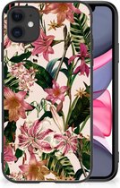 Leuk TPU Back Case Geschikt voor iPhone 11 Telefoon Hoesje met Zwarte rand Bloemen
