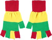Apollo - Vingerloze handschoenen - Handschoenen carnaval - handschoenen carnaval rood/geel/groen - one size - Vingerloze handschoenen uniseks - fingerless gloves