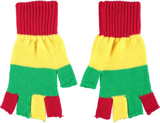Gants sans doigts - Gants de carnaval - Gants de carnaval rouge/jaune/vert - taille unique - Gants sans doigts femmes - Gants sans doigts hommes - gants sans doigts - Apollo