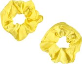 Apollo - Feest schrunchie - 2 stuks fluor geel one size - Carnaval accessoires - Carnaval - Feestkleding