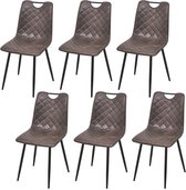 Decoways - Eetkamerstoelen 6 st kunstleer donkerbruin