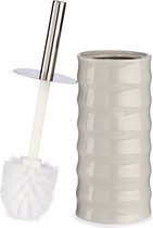 Toiletborstel kiezelgrijs gestreept bamboe 31 cm - Wc-borstels