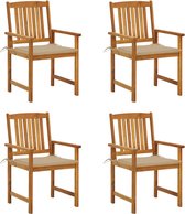Decoways - Regisseursstoelen 4 stuks met kussens massief acaciahout