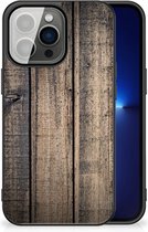 Leuk TPU Back Cover iPhone 13 Pro Telefoon Hoesje met Zwarte rand Steigerhout