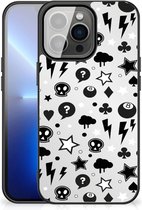 Silicone Back Cover iPhone 13 Pro Max Telefoonhoesje met Zwarte rand Silver Punk