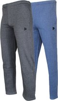 2-Pack Donnay Joggingbroek rechte pijp (dunne kwaliteit) - Sportbroek - Heren - Charcoal marl/Dark denim marl - maat L