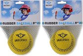 Pakket van 2x stuks rubberen speelgoed honkballen geel 9 cm - Buitenspeelgoed balsport - Professionele honkballen