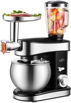 Loft Home 5-in-1 Keukenmixer | Incl. Opzetstukken | 1500W | Vleesmolen | Blender | Mixer | Juicer | Roestvrij Staal | Zilver