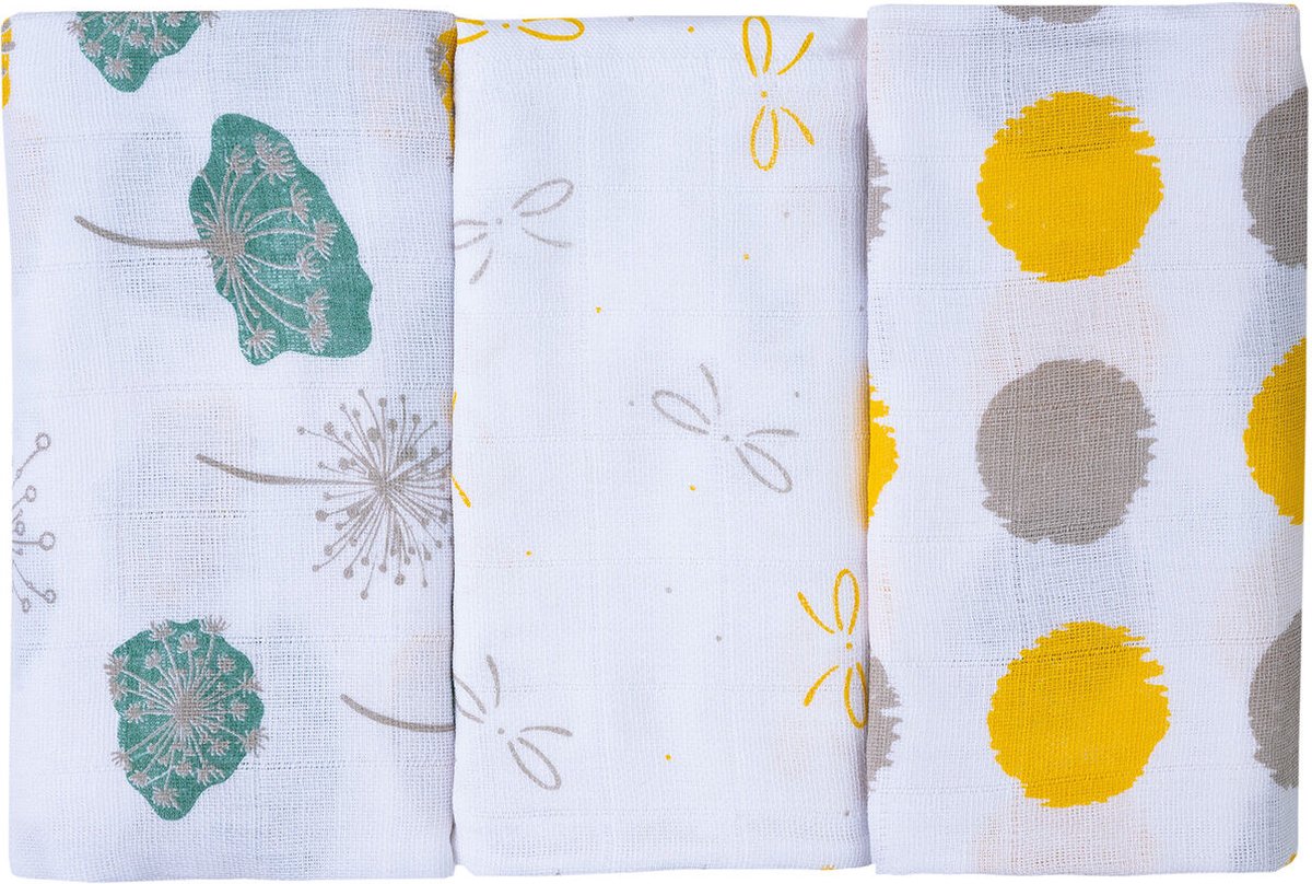 Goedkoopste Bubaba Hydrofiel doek - Yellow Bow - Multidoek (80 x 80cm) - Set van 3