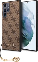 Guess Charms Samsung Galaxy S22 Ultra hoesje - Bruin