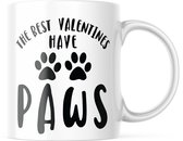Valentijn Mok met tekst: The best valentines have paws | Valentijn cadeau | Valentijn decoratie | Grappige Cadeaus | Koffiemok | Koffiebeker | Theemok | Theebeker
