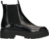 Manfield - Dames - Zwarte leren chelsea boots - Maat 37