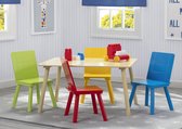 Delta Children - Kindertafel met 4 Stoelen - Kinderkamer - Duurzaam Hout - Kleurrijk