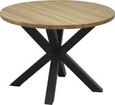 Amy: Salontafel - koffietafel - bijzettafel – lage tafel – woonkamer tafel rond met zwart stalen frame (40x40mm) en massief eiken blad (rustiek). Ø 60cm h: 45cm. Hoogwaardige kwali