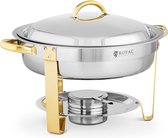 Royal Catering Chafing dish - rond - gouden accenten - 4.5 L - 1 brandstofcel - voetjes opvouwbaar - Royal Catering