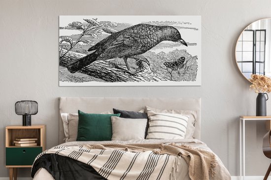 Tableau Tableau Merle - Illustration - Branche - 160x80 cm - Décoration murale