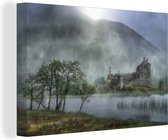 Canvas schilderij 150x100 cm - Wanddecoratie Middeleeuws fort in Schotland - Muurdecoratie woonkamer - Slaapkamer decoratie - Kamer accessoires - Schilderijen