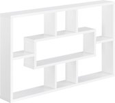 Wandplank - Met 7 vakken - Spaanplaat - Afmeting (LxBxH) 77 x 10 x 48 cm - Kleur wit