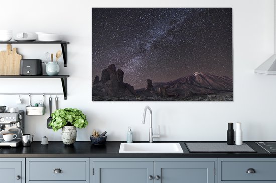 Tableau sur toile représentant le parc national du Teide avec des étoiles - 120 x 80 cm - Décoration murale