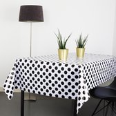 Raved Tafelzeil Zwarte Stippen 140 cm x  400 cm - Wit - PVC - Afwasbaar