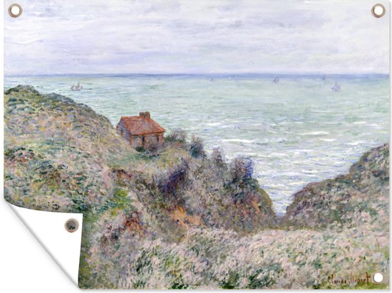 Tuinschilderij Cabin of the customs watch - schilderij van Claude Monet - 80x60 cm - Tuinposter - Tuindoek - Buitenposter