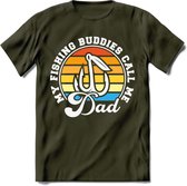Fishing Dad - Vissen T-Shirt | Grappig Verjaardag Vis Hobby Cadeau Shirt | Dames - Heren - Unisex | Tshirt Hengelsport Kleding Kado - Leger Groen - L