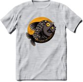 Vissen T-Shirt | Grappig Verjaardag Vis Hobby Cadeau Shirt | Dames - Heren - Unisex | Tshirt Hengelsport Kleding Kado - Licht Grijs - Gemaleerd - XL