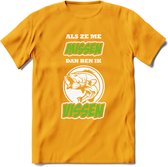 Als Ze Me Missen Dan Ben Ik Vissen T-Shirt | Groen | Grappig Verjaardag Vis Hobby Cadeau Shirt | Dames - Heren - Unisex | Tshirt Hengelsport Kleding Kado - Geel - 3XL