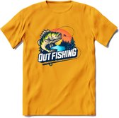 Fishing - Vissen T-Shirt | Beige | Grappig Verjaardag Vis Hobby Cadeau Shirt | Dames - Heren - Unisex | Tshirt Hengelsport Kleding Kado - Geel - XXL