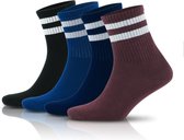 Gestreepte sokken | Kleurrijke sokken | Sportsokken | Sneaker sokken | Vrolijke sokken | Cadeau voor dames en heren | maat 40-44 | 4 paar