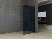 Klea Smoky Inloopdouche Met Chroom Profiel En Stabilisatiestang100x200cm 10mm Antikalk Veiligheidsglas Met NANO Coating Rookglas