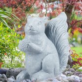 Relaxdays Tuinbeeld eekhoorn - tuindecoratie - weerbestendig - polyresin - grijs