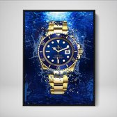 DEVICI Ingelijste Motiverende Wanddecoratie - Muurdecoratie - Rolex Submariner 18K Gold - Ingelijste Canvas Wall Art Ingelijste Wanddecoratie Kantoor Ingelijste Kunstposters & Kunstprints