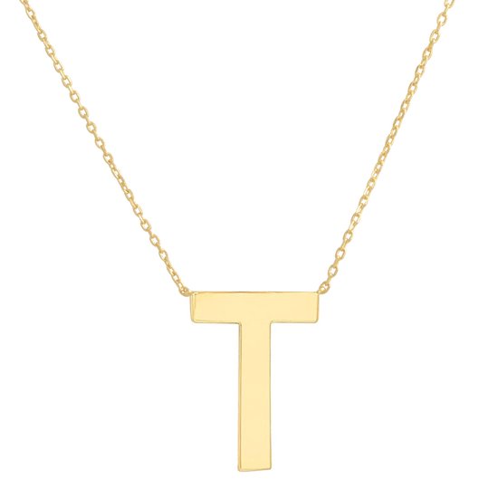 Fate Jewellery FJ4119 - Letter T - 925 zilver - goud verguld - 45cm +5cm