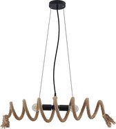 Lindby - hanglamp - 2 lichts - ijzer, henneptouw - H: 18 cm - E27 - bruin, zwart