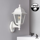 Buiten Wandlamp Vil, IP44, Wit armatuur, Met Bewegingssensor, 1x E27 Lamp