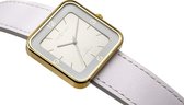 NeXtime - Horloge - 38 x 38 mm - Metaal - Goud/Wit - 'Square Wrist'