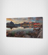 Lofoten Norway Canvas- 100 x 60 cm - Landschap - Schilderij - Canvas - Slaapkamer - Wanddecoratie  - Slaapkamer - Foto op canvas