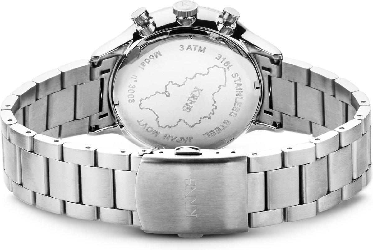 KRNS 3004 - Horloge - Analoog - Heren - Mannen - Stalen band - Zilverkleurig