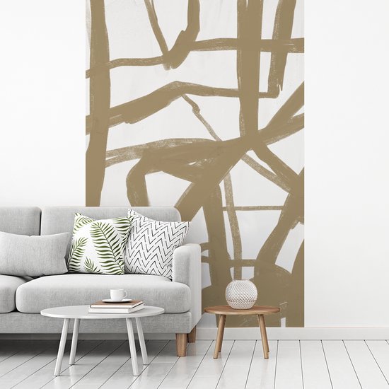 Papier Peint - Papiers Papier peint photo Marron - Wit - Art - Largeur 195 cm x Hauteur 300 cm