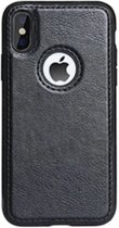 Backcase Lederen Hoesje iPhone XS Zwart - Telefoonhoesje - Smartphonehoesje - Zonder Screen Protector