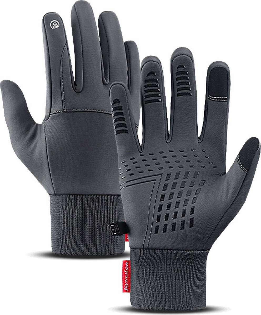 Proofy Premium Handschoenen Grijs M - Water en Winddicht - Handschoenen voor sport - Grijs - Clipje voor bewaren