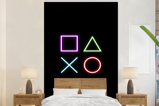 Foto: Behang fotobehang gaming neon console zwart controller gamen breedte 145 cm x hoogte 220 cm