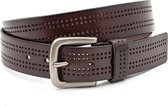 Thimbly Belts Heren riem bruin met gaatjes - heren riem - 4 cm breed - Bruin - Echt Leer - Taille: 105cm - Totale lengte riem: 120cm