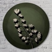3D muurcirkel - Olijfgroen - 80 cm Aluminium Muurcirkel - Bloemen en Planten - Wanddecoratie - Rond Schilderij - Wandcirkel
