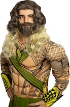 FUNIDELIA Aquaman-pruik met baard voor vrouwen en mannen - Bruin