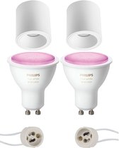 Proma Cliron Pro - Opbouw Rond - Mat Wit - Verdiept - Ø90mm - Philips Hue - Opbouwspot Set GU10 - White and Color Ambiance - Bluetooth