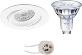 LED Spot Set - Luxino Delton Pro - GU10 Fitting - Inbouw Rond - Mat Wit - Kantelbaar - Ø82mm - Philips - SceneSwitch 827 36D - 1.5W-5W - Warm Wit 2200K-2700K - Dimbaar