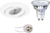 LED Spot Set - Primux Uranio Pro - GU10 Fitting - Inbouw Rond - Mat Wit - Kantelbaar - Ø82mm - Philips - SceneSwitch 827 36D - 1.5W-5W - Warm Wit 2200K-2700K - Dimbaar